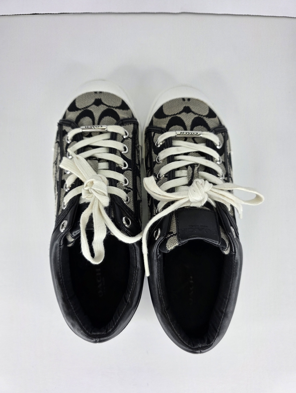Y2K COACH Women's Francesca C Signature Logo Black Gray Sneakers Size 7.5B - Picture 8 of 16